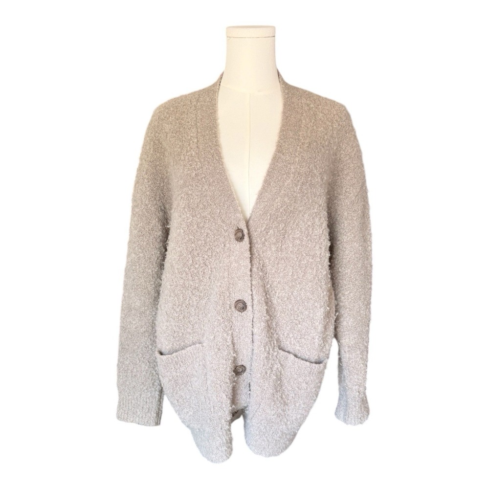 Jenni Kayne Alpaca Merino Wool Boucle Cardigan Sweater Taupe XXS 632-7415-D22
